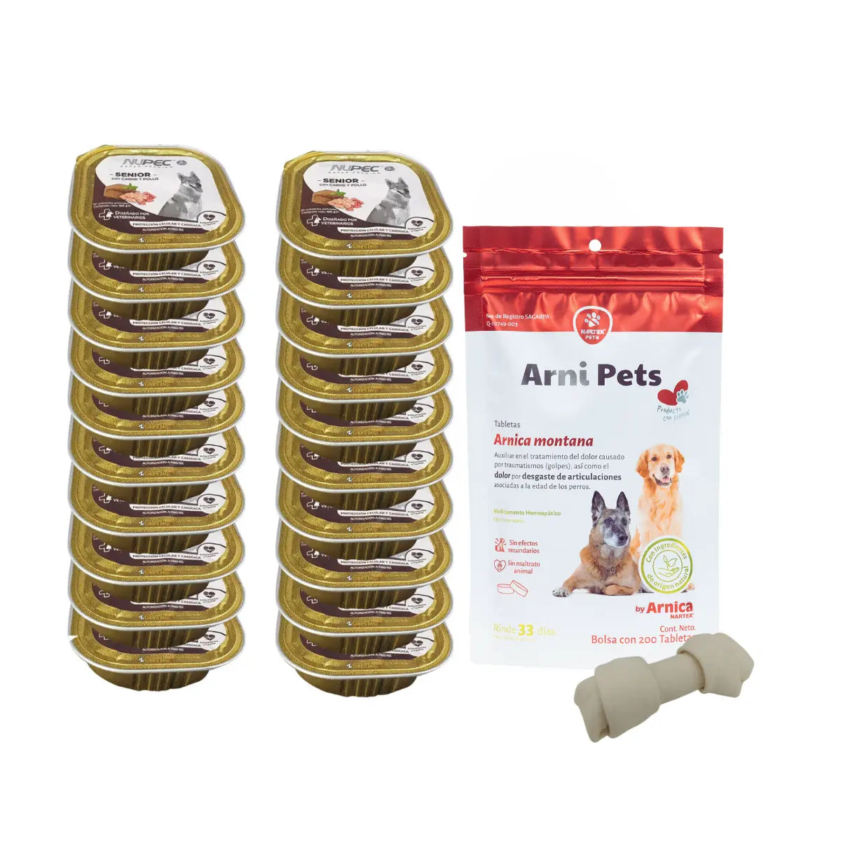 Pack de 20 Latas Nupec Húmedo Senior + Nartex Arni Pets y Regalo Nupec