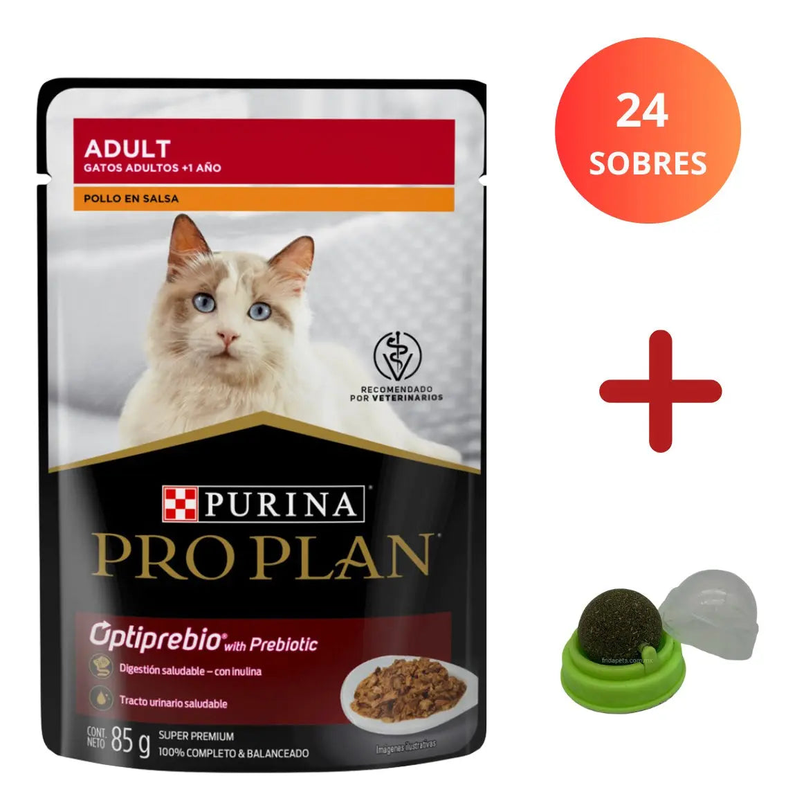 Paquete Pro Plan 24 Pouches Gato Adulto Pollo 85gr + Regalo Pro Plan